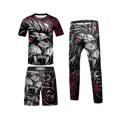 Rashguard + Short + Pantalón León Rojo - Kids