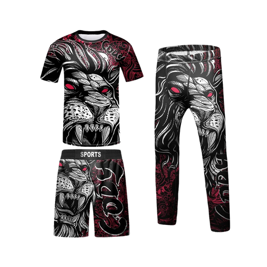 Rashguard + Short + Pantalón León Rojo - Kids