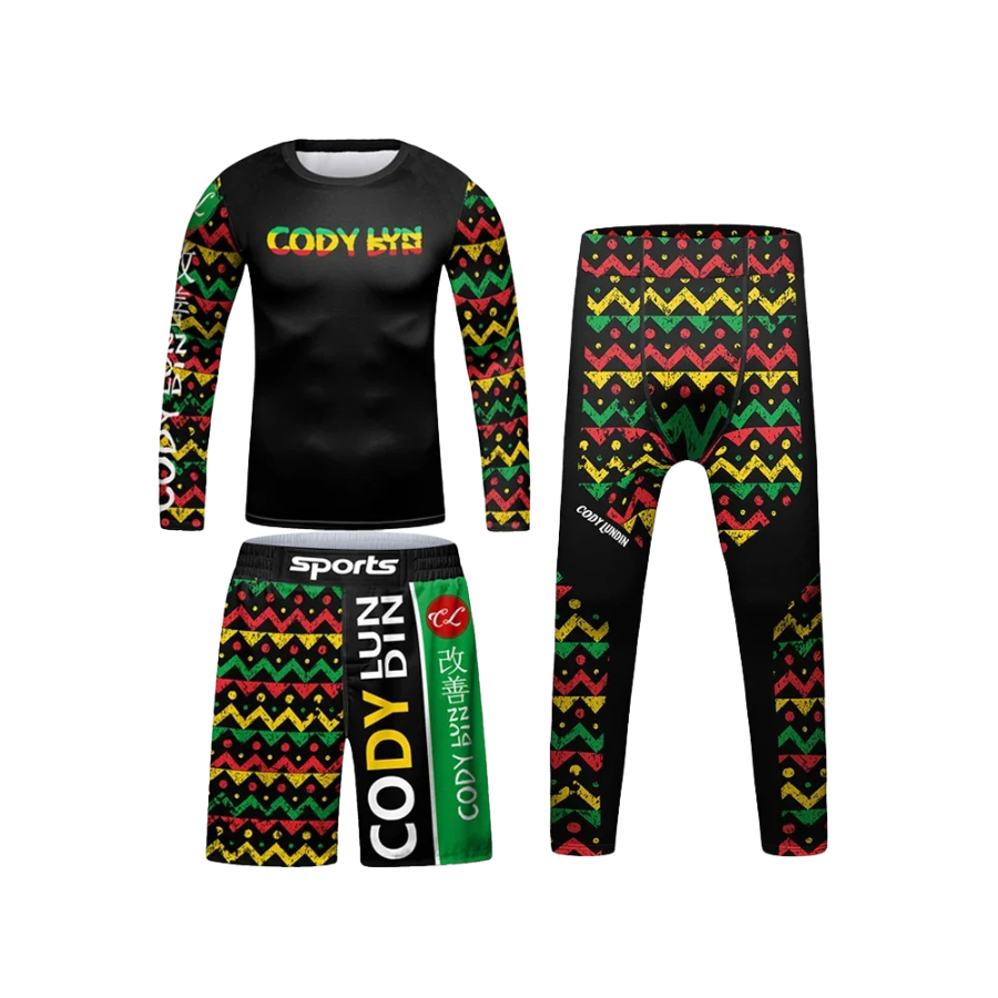 Rashguard Manga Larga + Short + Pantalón Bob Marley - Kids