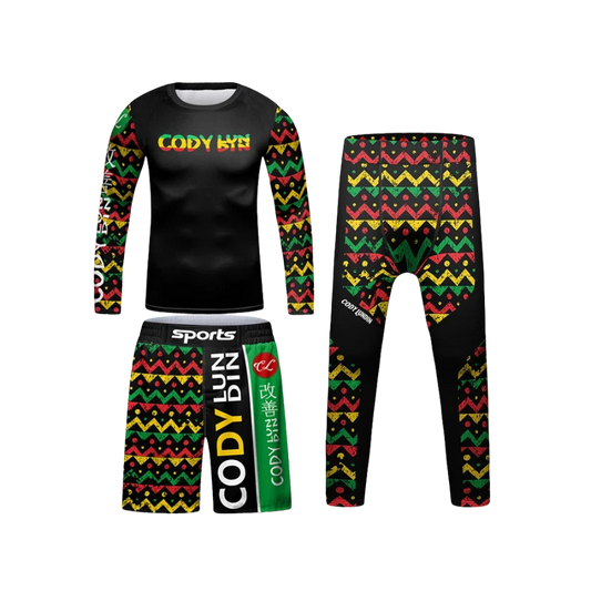 Rashguard Manga Larga + Short + Pantalón Bob Marley - Kids