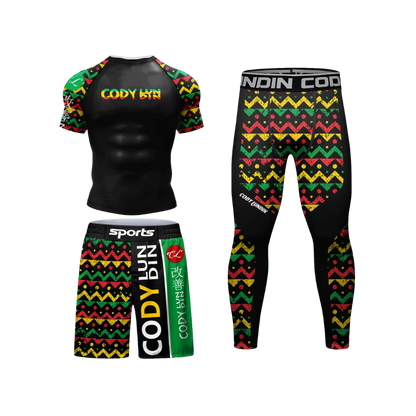 Conjunto Rash. + Pantalón + Short Jiujitsu Marley