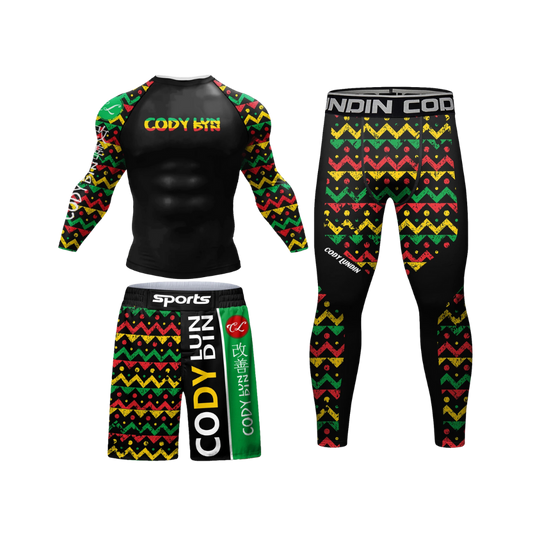 Conjunto Rash. Manga Larga + Pantalón + Short Jiujitsu Marley
