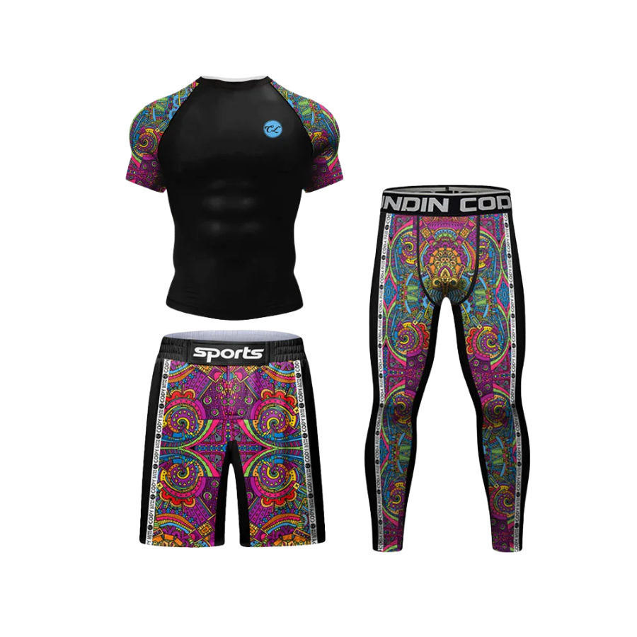 Conjunto Rash. + Pantalón + Short Jiujitsu Multicolor