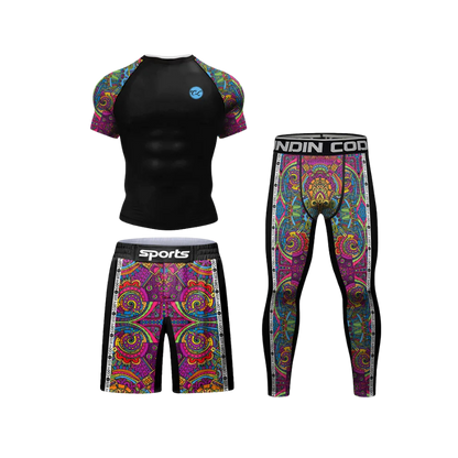 Conjunto Rash. + Pantalón + Short Jiujitsu Multicolor