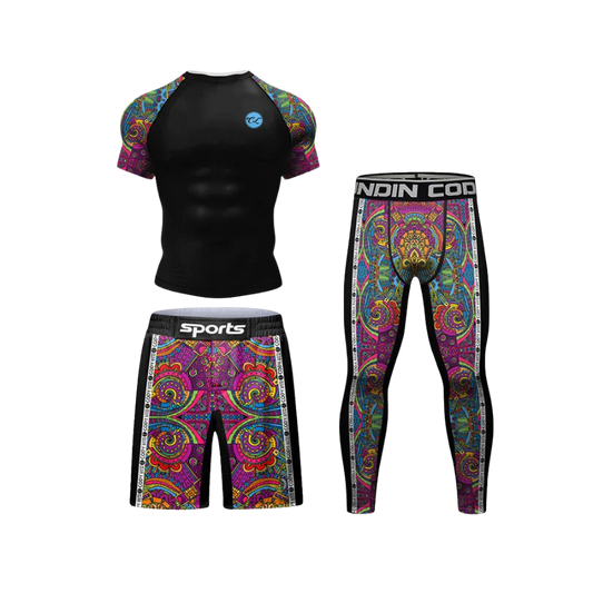 Conjunto Rash. + Pantalón + Short Jiujitsu Multicolor