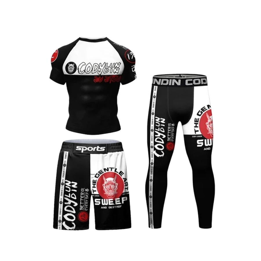 Conjunto Rash. + Pantalón + Short Jiujitsu Panda