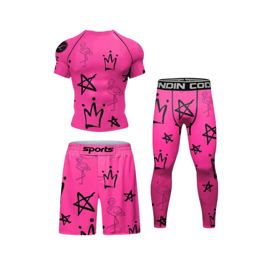 Conjunto Rash. + Pantalón + Short Jiujitsu Pinki