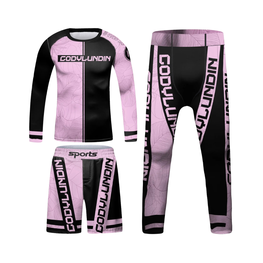 Rashguard Manga Larga + Short + Pantalón Rosa Letal - Kids