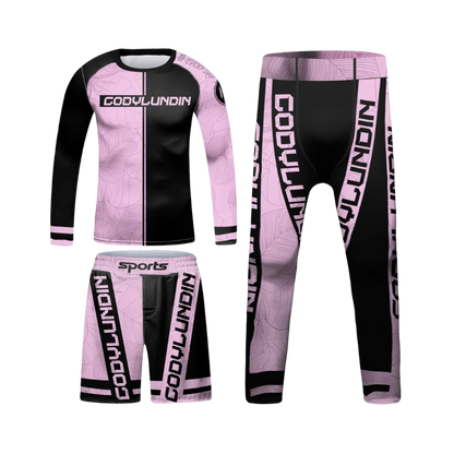 Rashguard Manga Larga + Short + Pantalón Rosa Letal - Kids