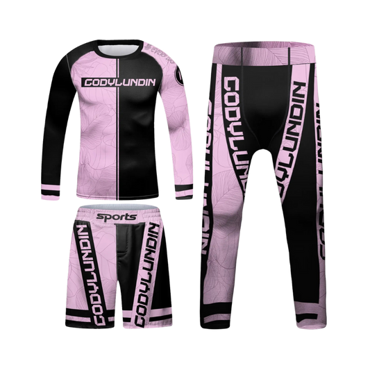 Rashguard Manga Larga + Short + Pantalón Rosa Letal - Kids