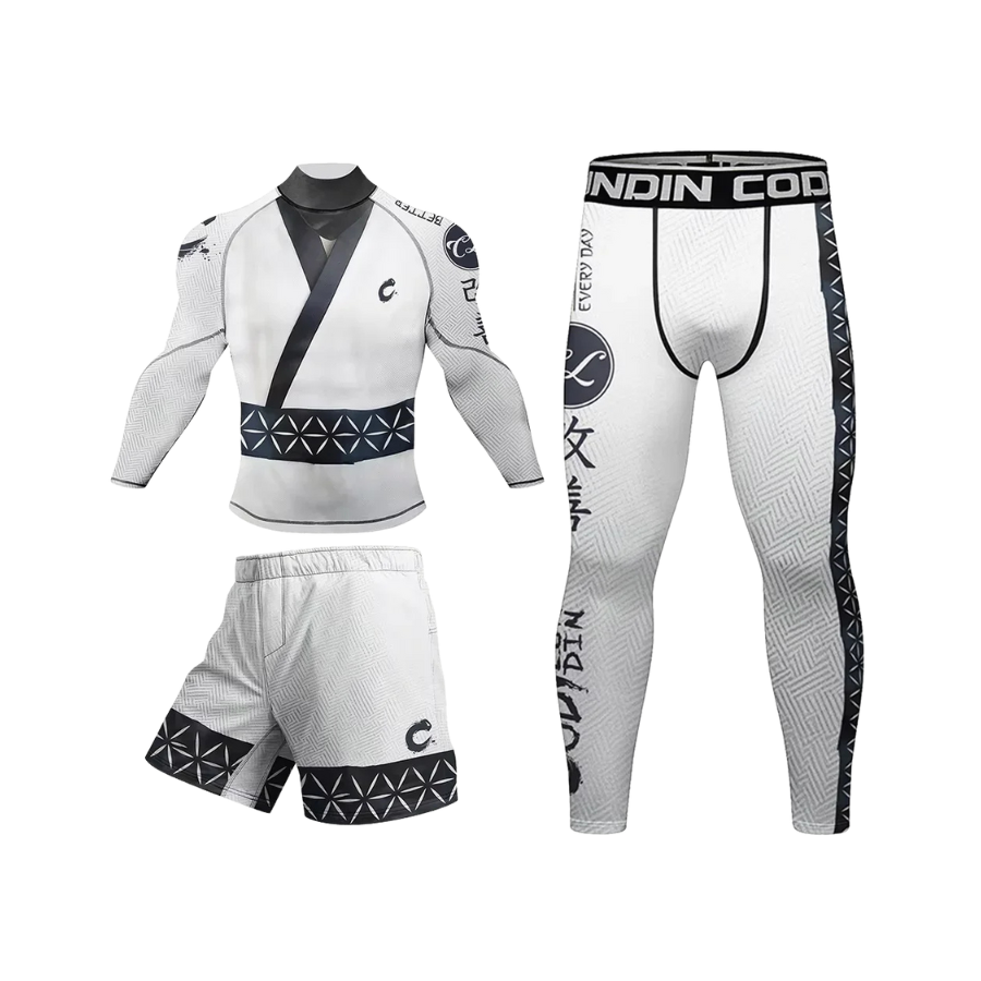 Conjunto Rash. Manga Larga + Pantalón + Short Jiujitsu Roshi