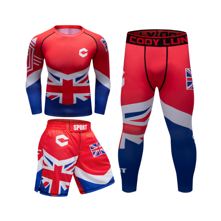 Rashguard Manga Larga + Pantalón + Short UK