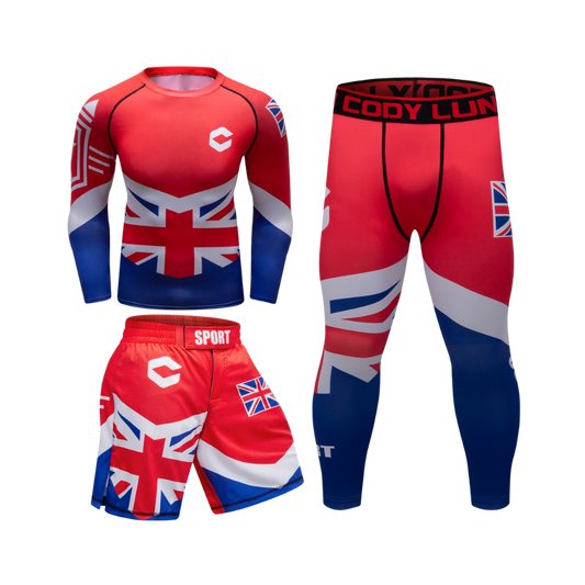 Rashguard Manga Larga + Pantalón + Short UK