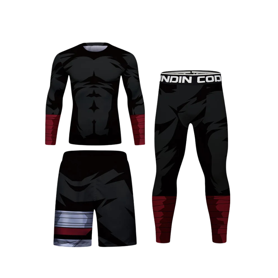 Rashguard Manga Larga + Pantalón + Short Ultra Black