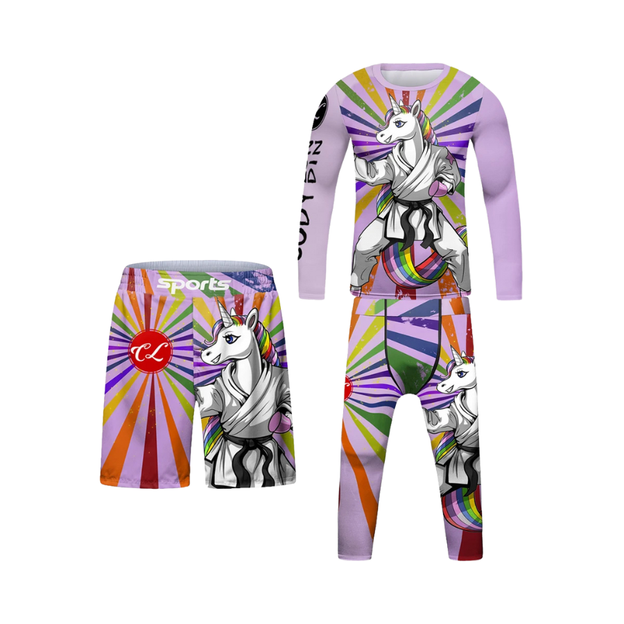 Rashguard Manga Larga + Short + Pantalón Unicorn - Kids