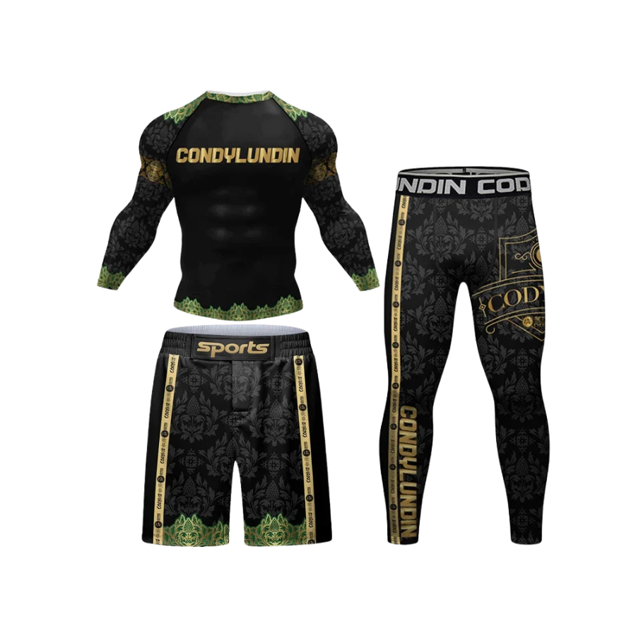 Conjunto Rash. Manga Larga + Pantalón + Short Jiujitsu Venom