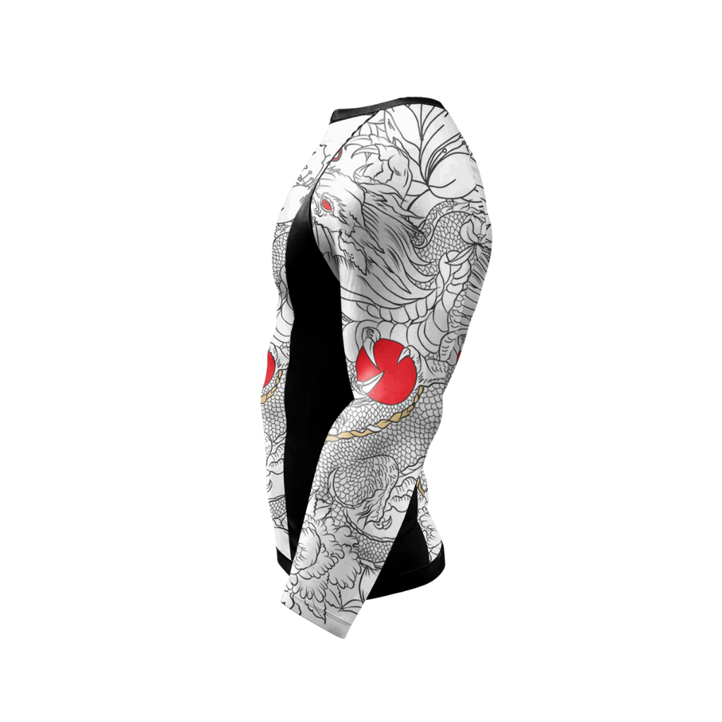 Rashguard Jiujitsu Dragón Blanco Manga Larga