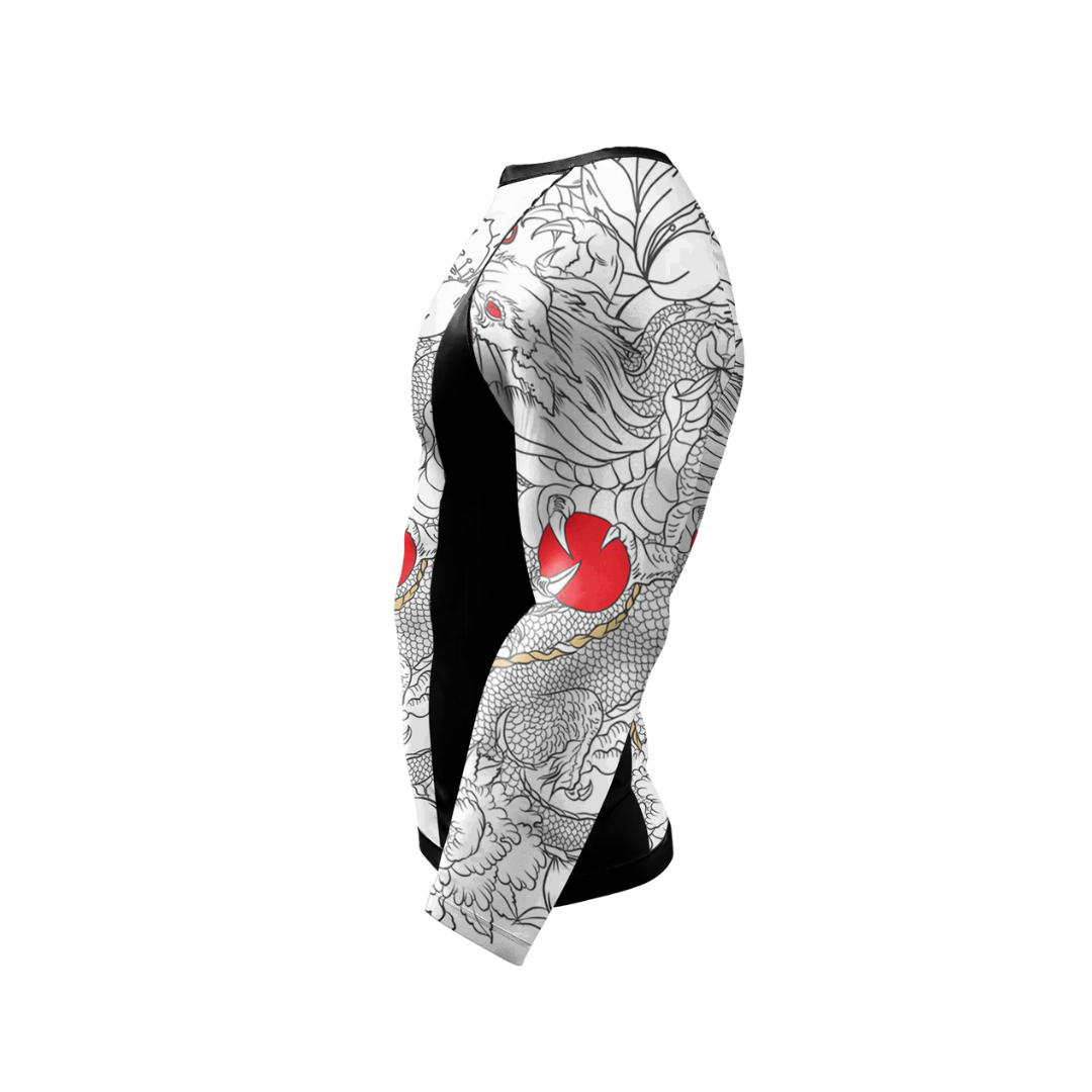 Rashguard Jiujitsu Dragón Blanco Manga Larga