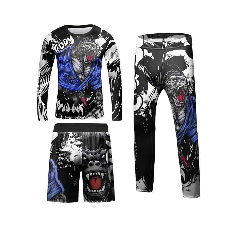 Rashguard Manga Larga + Short + Pantalón Gorila - Kids