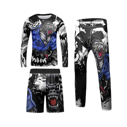 Rashguard Manga Larga + Short + Pantalón Gorila - Kids