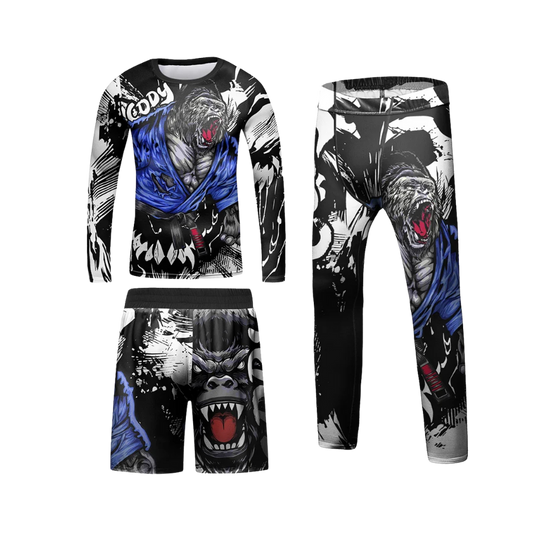 Rashguard Manga Larga + Short + Pantalón Gorila - Kids