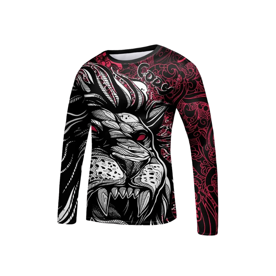Rashguard Manga Larga + Short León Rojo - Kids