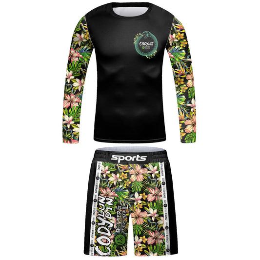 Rashguard Manga Larga + Short Flores - Kids