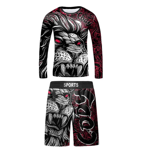 Rashguard Manga Larga + Short León Rojo - Kids